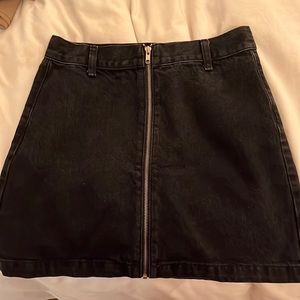 Topshop Jean Black Zip Up Skirt